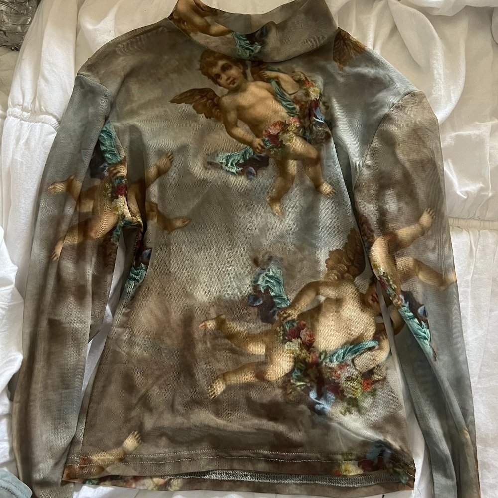 Urban Outfitters Sheer Cherub Angel Long Sleeve